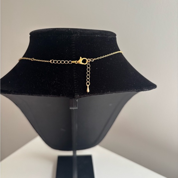 Gold Tassel Necklace with Orange Teardrop Pendant - Picture 7 of 8